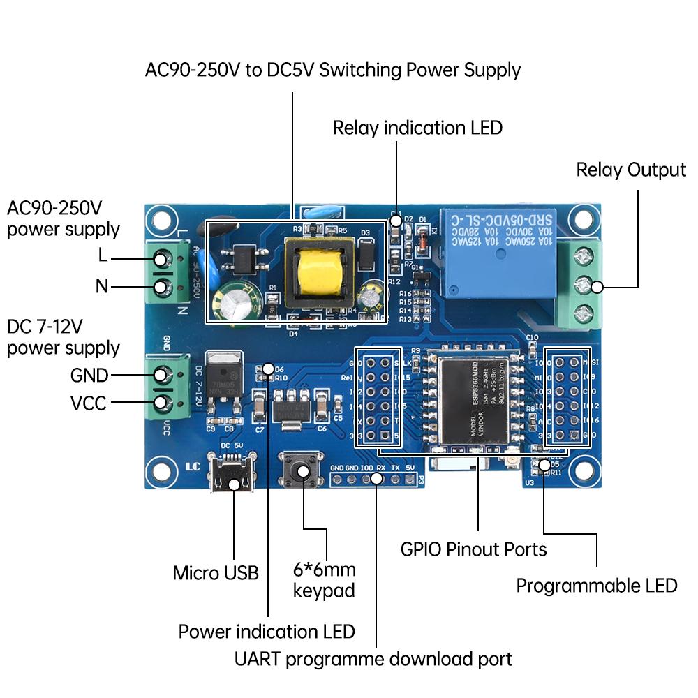 1/2/4/8 Channel ESP8266 Wireless WIFI Relay Module 5V/7-28V/8-80V Power Supply ESP-07 Development Board Smart Remote Control