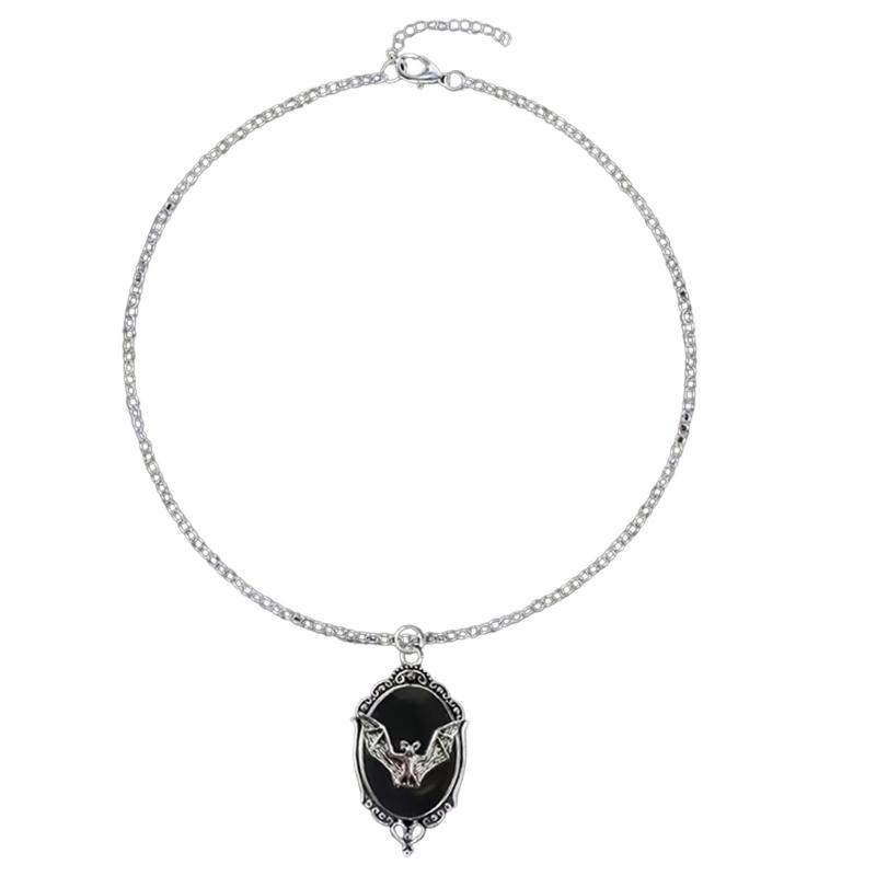 

Stylish Gothic Bat Necklace With Sparkling Gem For Women And Men Special Event Pendant Neckchain чорний