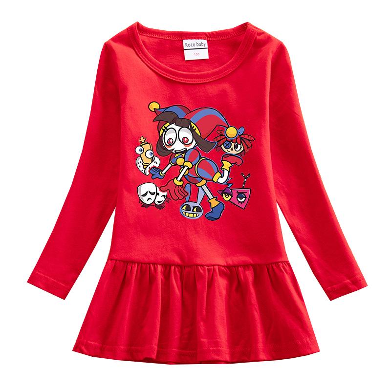 2026 Korean Style Girls' Cartoon Long Sleeve Mesh Princess Dress for Spring and Autumn