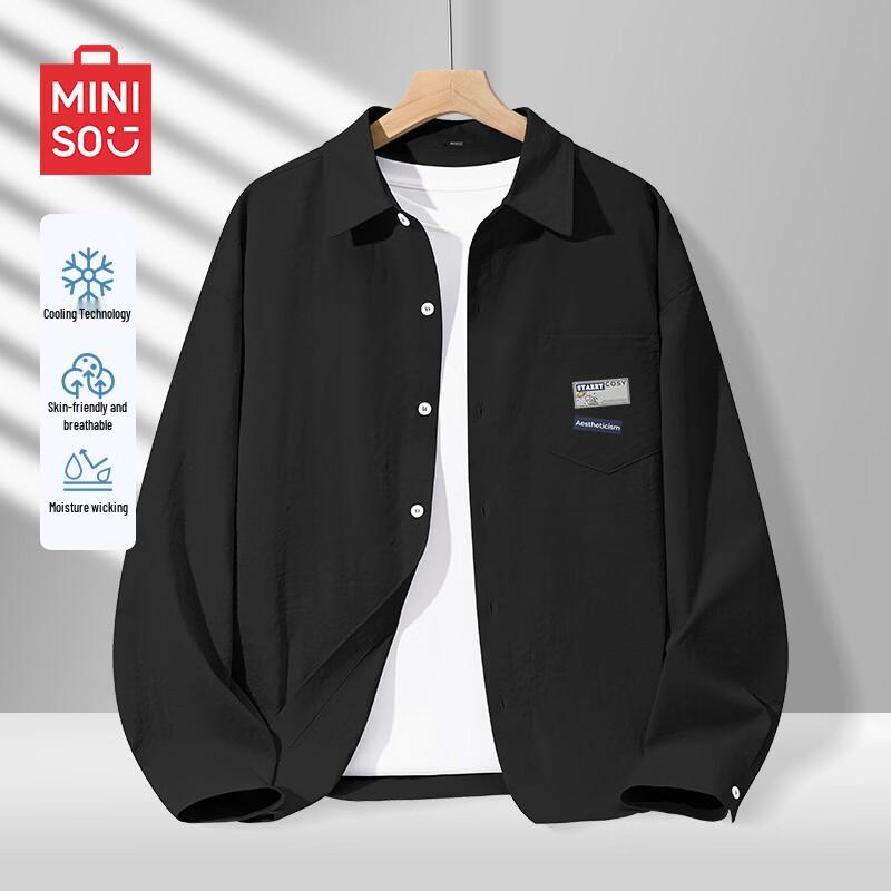 MINISO Men's Ice Silk Long Sleeve Polo Shirt