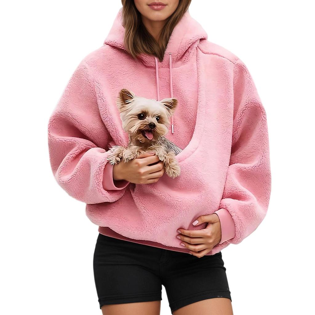 Pocket Style Pet In One Double-sided Plush Loose Fitting Hooded Sweatshirt For Both Men And Women