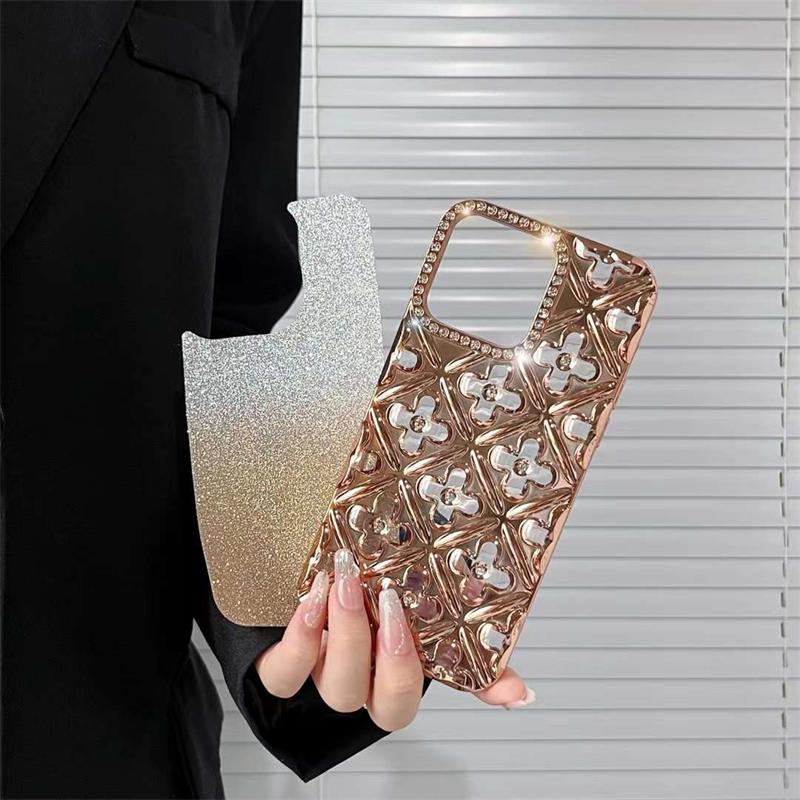 Luxury Electroplated Diamond Glitter Flower Phone Case For iPhone 16 15 14 13 12 11 Pro Max 16 15 14 13 12 Pro Soft TPU Cover