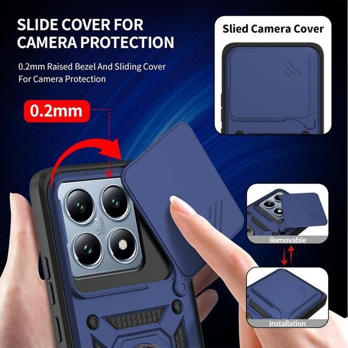Hülle für Xiaomi 14T - Robuster Schutz mit Ständer und Kameraabdeckung - Marineblau