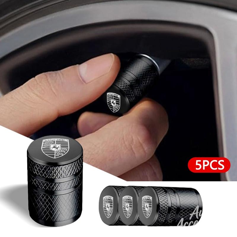 5 Stück Auto Rad Reifen Ventilkappen Legierung Schaft Schutzabdeckung für Porsche Cayenne Panamera Macan 911 718 Taycan Boxster Cayman Aufkleber IJCDF1