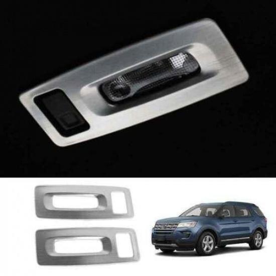 For Ford Explorer 2011- Silver Titanium Rear Reading Light Frame Trim 2PCS