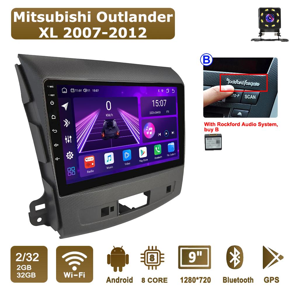 Android Car-Play Car Radio For Mitsubishi Outlander XL 2007-2012 Multimedia Player Head Unit Stereo GPS Navigation BT WIFI,8 CORE ,2+32GB