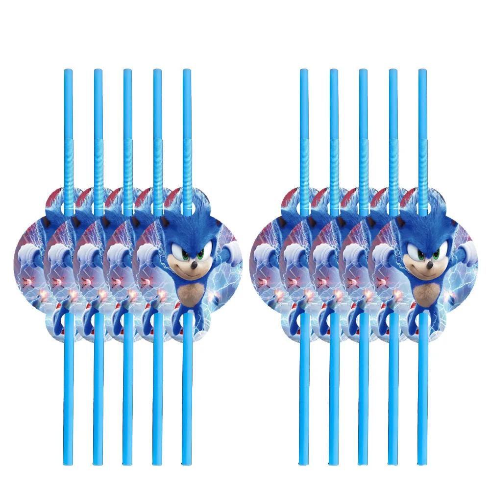 New Sonic Birthday Party Decoration Hedgehog Action Figure Party Paper Plate Knife Fork Paper Towel Cup Tablecloth Toy Kid Gifts