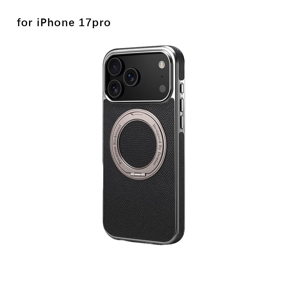 Wysokiej jakości etui na telefon z prawdziwej skóry bydlęcej dla iphone 17 Air 16 Pro Max 15 14 13 Promax Magnetyczny Niewidoczny Pierścień z Uchwytem Pokrowiec