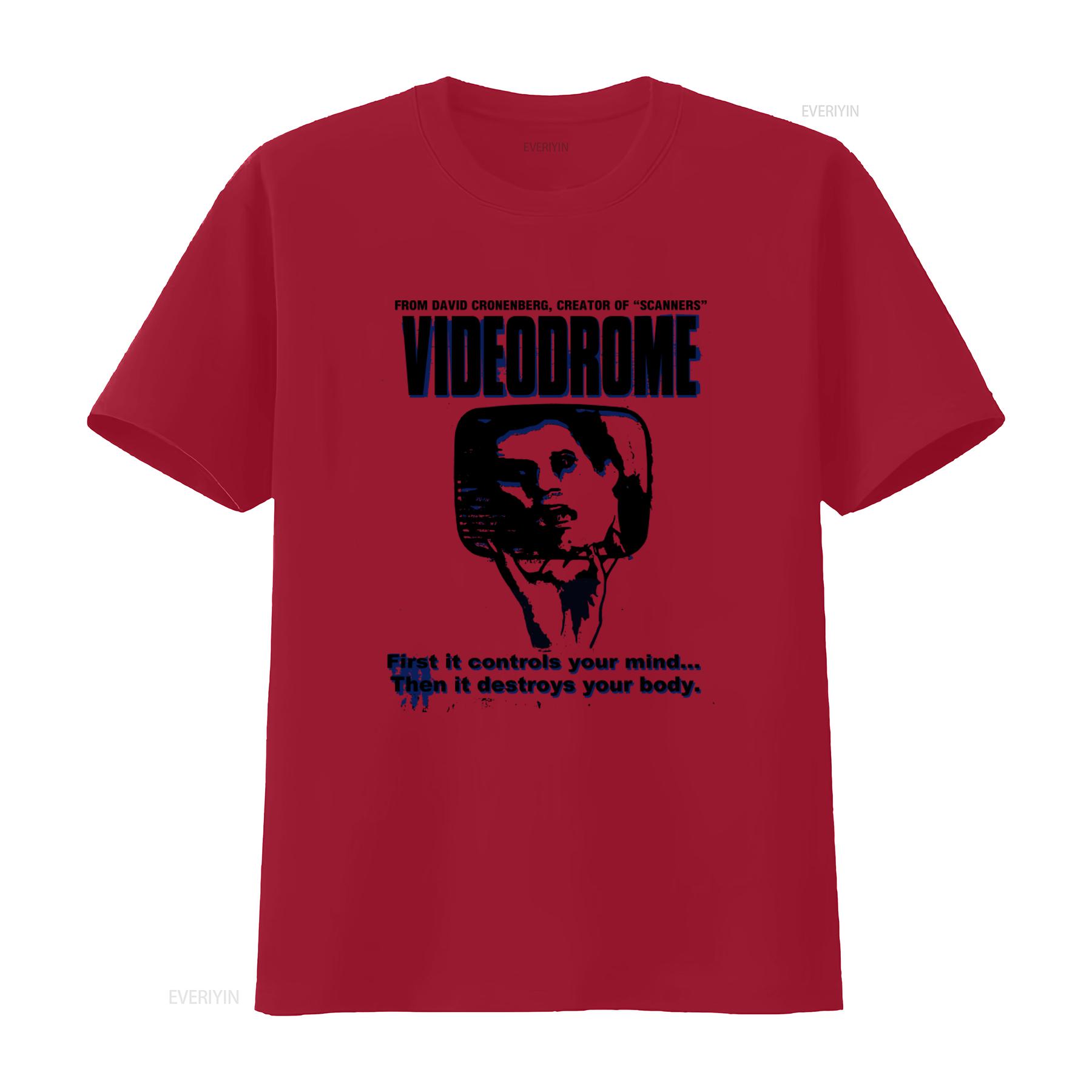 Videodrome 80s Cult Movie VHS Punk Horror Cronenberg T Shirt vintage Washed Breathable fashion Unisex Slightly Stretched S