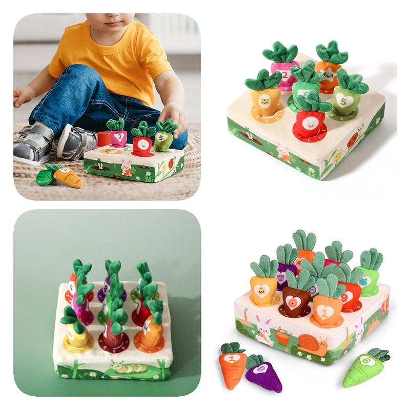 Educational Plush Toy For Children Shape Color And Number Recognition Farm Carrot Puller