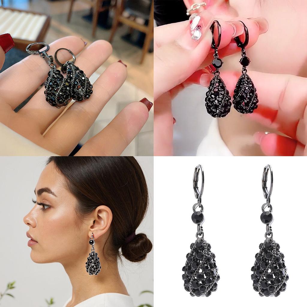 Hohle Tropfenohrringe mit Vollkristallbesatz Elegante Designs Tragbarer Zinklegierungsschmuck für Damen