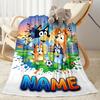 Bluey's Soccer Adventure Customize Your Name Blanket Gift Personalized Blanket Comfortable Versatile for Office Chair Couch Nap Picnics