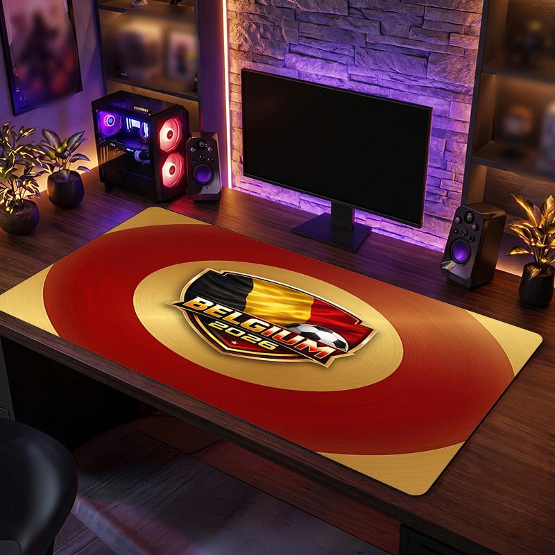 Belgium Football Crest Mouse Pad, Extended Non Slip Rubber Desk Mat for Gaming Office Laptop Fan Gift