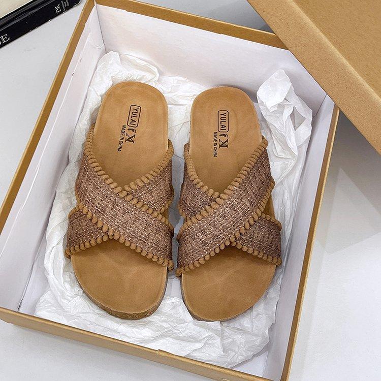 

Boken slippers women s summer outer wear 2025 new thick bottom with skirt casual beach soft bottom one-word cool slippers 40 коричневый