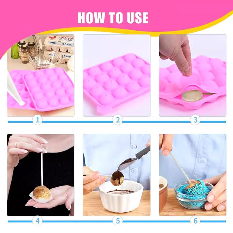 20 Hole Silicone Lollipop Mold DIY Chocolate Jelly Ice Ball Cake Molds Reusable Mold Baked Dessert Non-stick Mould Kitchen Tools