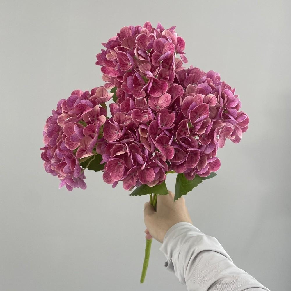 4 Heads Artificial Hydrangea Flower Realistic Faux Flowers Hydrangea Flowers Branch Outdoor Party