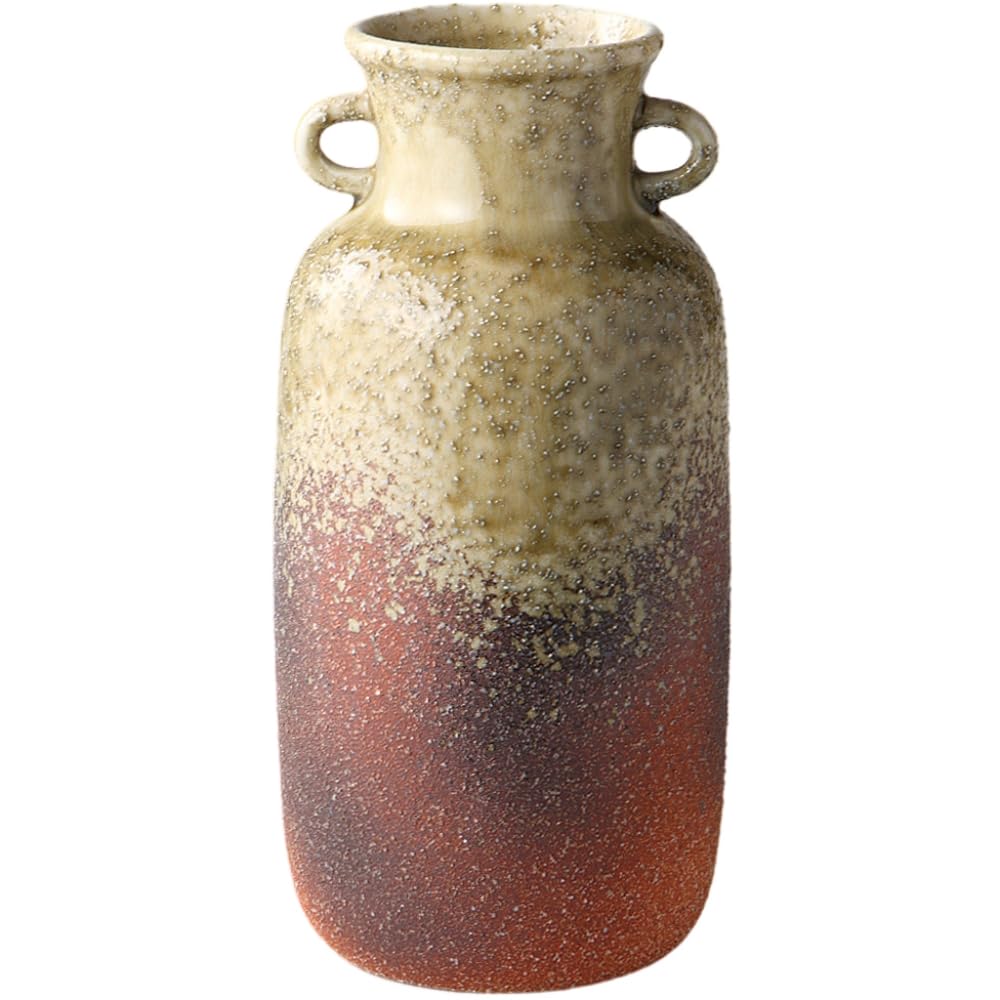 Ale-net Flower Vase, W12 x D12 x H25cm, Old Shigaraki Glass Vase with Beaded Edges, Ceramic, Shigaraki Ware, Made in Japan