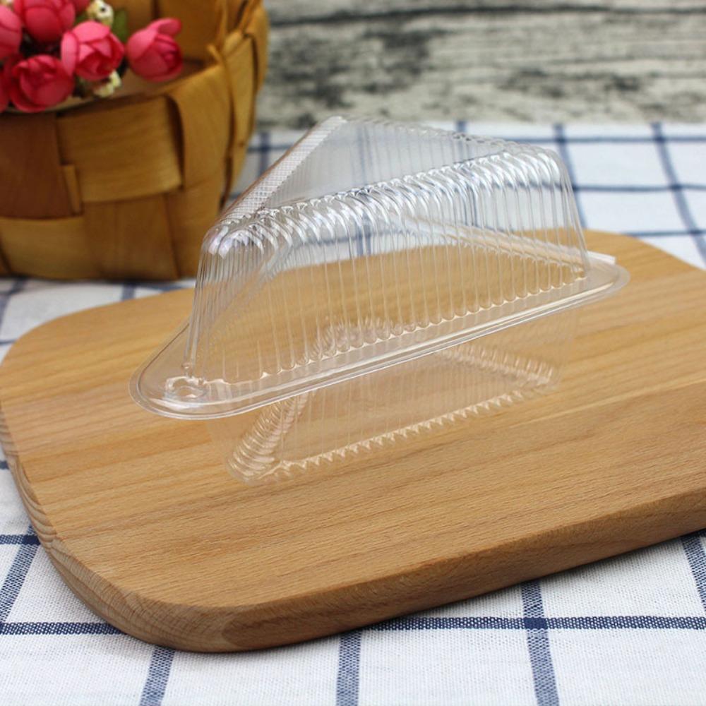 50pcs Triangular Sandwich Packing Box Clear Cheesecake Take Out Box Cake Slice Boxes Commercial