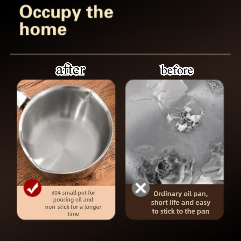 304 Mini Stainless Steel Oil Pan, Egg Frying Pan, Baby Food Pot, Cooking Pan, Heat-resistant Kitchen Tools, Cookware Accessories