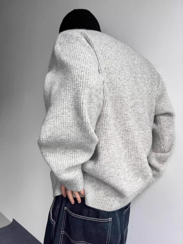 Pánský svetr American Retro s límečkem Henley - Jaro/Podzimní vysoce kvalitní úplety