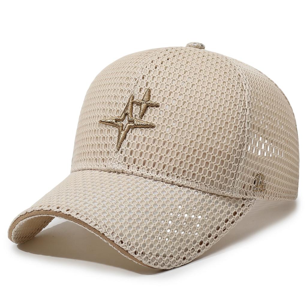 Summer Mesh Breathable Baseball Cap Star Embroidery Casual Hat Unisex Outdoor Travel Sports Sun Protection Peaked Cap