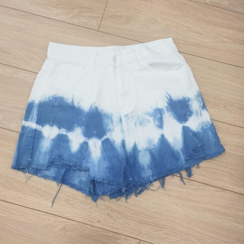 Yunnan Dali Bai tie-dye denim shorts handmade tie-dye women s shorts handmade blue-dyed shorts S