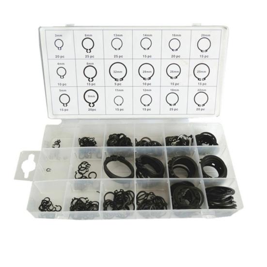 300Pcs 18Sizes C-Clips Snap Ring Circlip Retaining Ring Set Assortment with Case