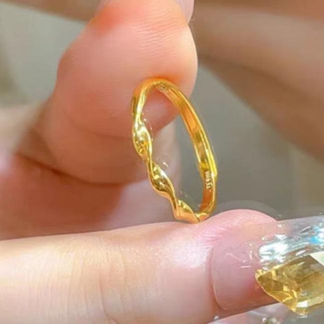 Golden Möbius Open Ring for Women: Elegant Fashion Band Gift for Girlfriend