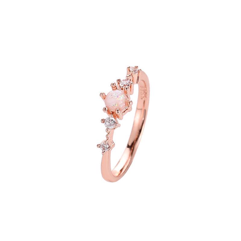 Sparkling Diamond-Studded Metal Pinky Ring In Fresh Copper for Women