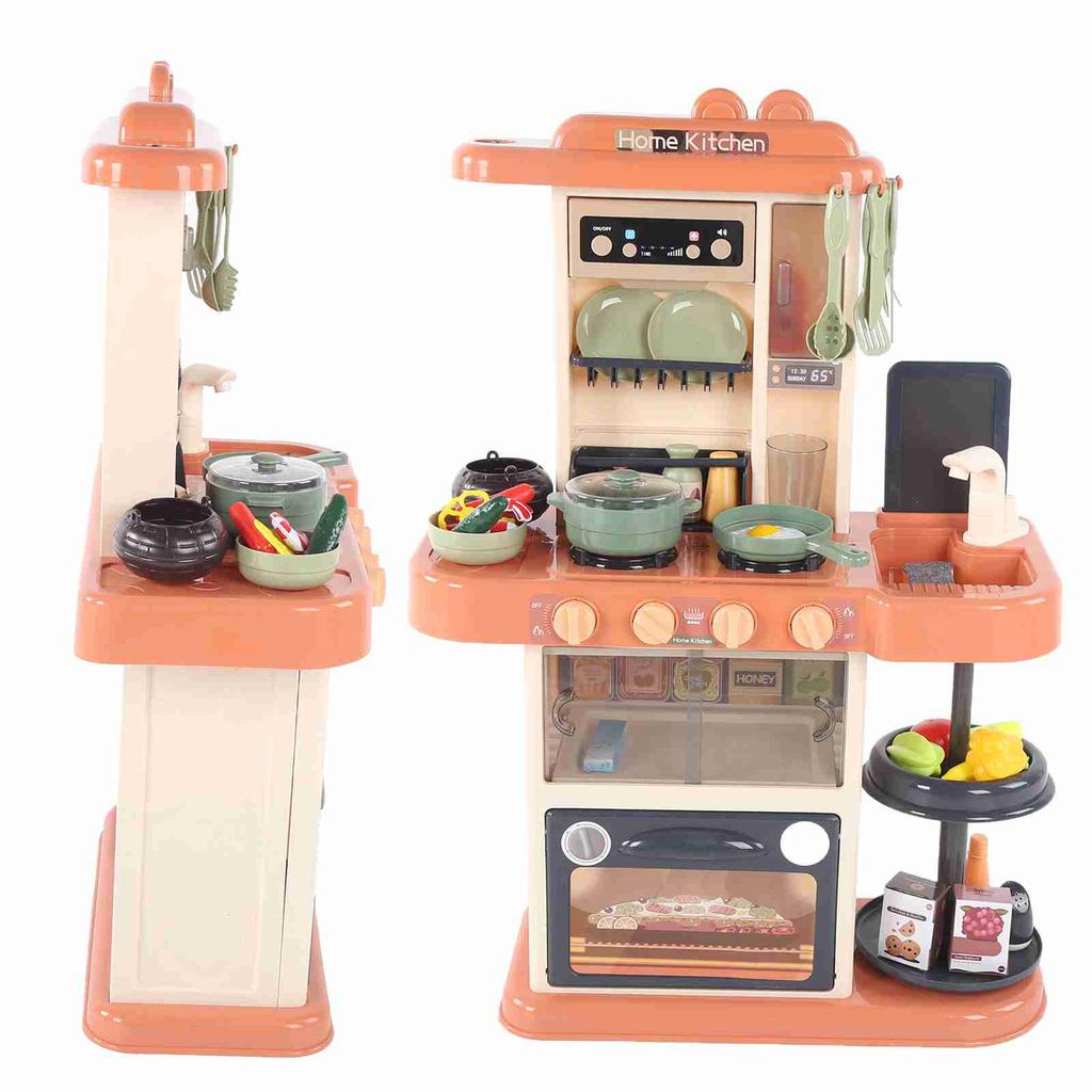Set Jucării de Gătit cu Spray de Bucătărie Simulare pentru Copii Jucărie Ustensilă de Bucătărie pentru Joc de Rol pentru Copii(Roșu-brun )