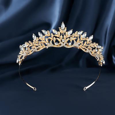 Accessoires de Cheveux de Mariée Tiara de Mariage Baroque Simple Polyvalente Couronne Rétro de Luxe Léger Couronne en Alliage Strass