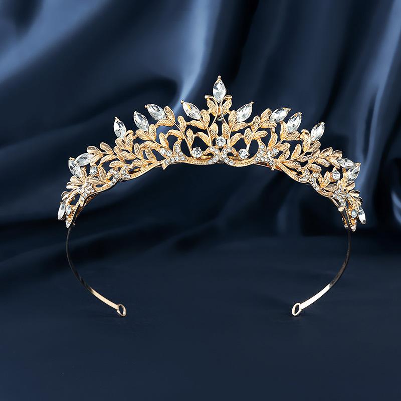 Bridal Hair Accessories Wedding Dress Tiara Baroque Simple Versatile Light Luxury Retro Crown Rhinestone Alloy Crown