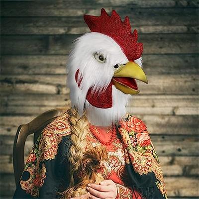 Latex Rooster Animal Head Mask For Halloween Costume Cosplay Party Headgear Props Novelty Plush Chicken Head Latex Mask