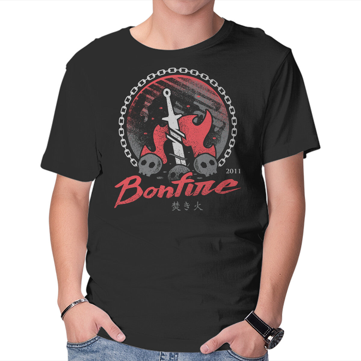 Unisex Crew Neck T-Shirt Bonfire Moonlight Graphic Short Sleeve Casual Tee XL