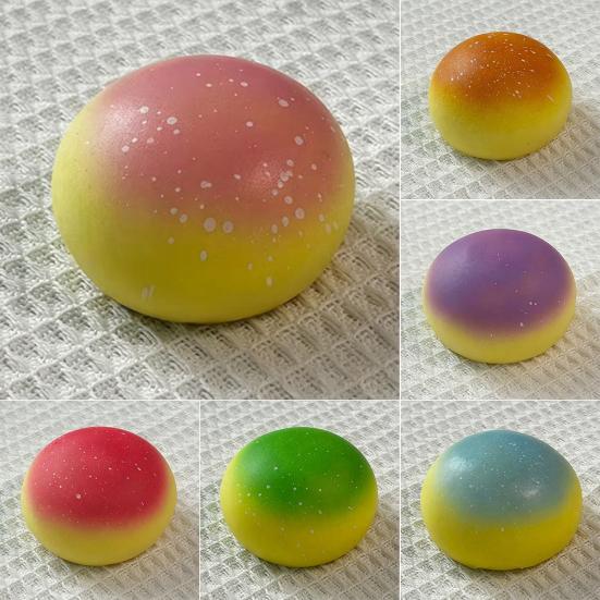 Colorful Steamed Bun Slow-Rising Squeeze Toy Soft PU Fidget for Stress Relief Cute Office Decompression Gadget for Kids Adults