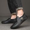 Summer Men's Casual Luxury Leather Shoes Breathable Men Handmade Flat Bottomed Moccasins Shoes Outdoor Driving Shoes Large Sizes
