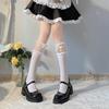 Lolita Soft Sister Sweet Lace Velvet Tube Socks Summer Thin Bow Socks Solid Color Jk Calf Socks
