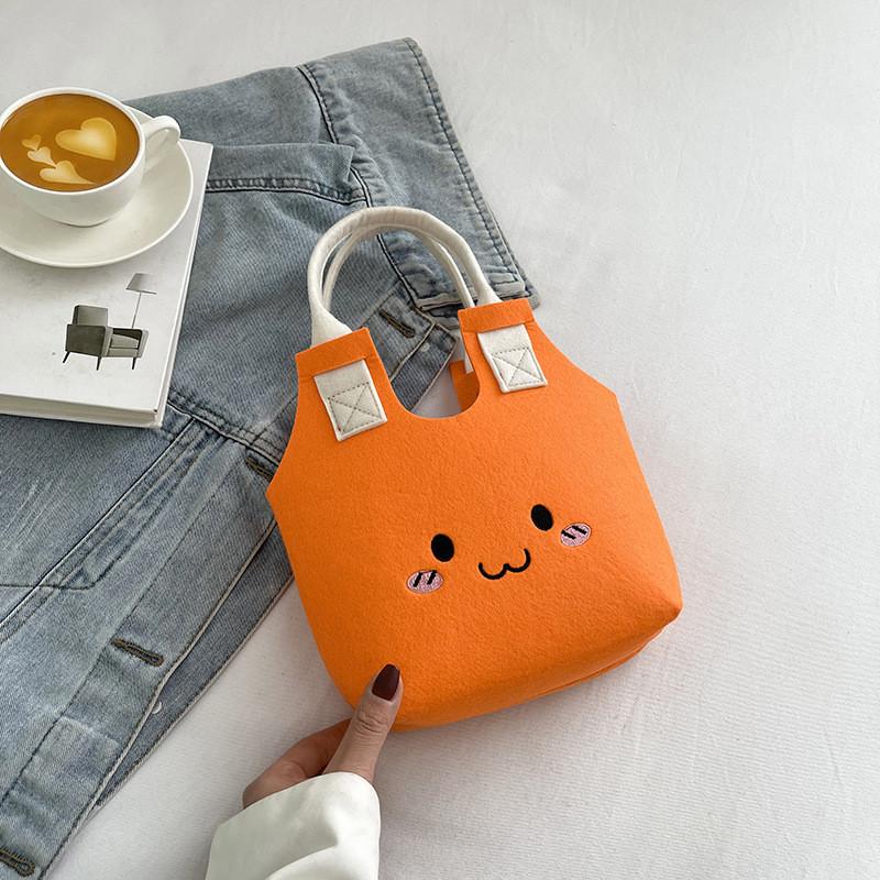 

Fashionable Felt Bucket Bag Large Capacity Stylish Summer Tote Bag For Daily Use помаранчевий
