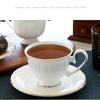 White Bone China Coffee Cup and Saucer, Lightweight Porcelain Espresso Cups with Gold Trim,Ceramic Tea Cup Coffee Mug,1 Set