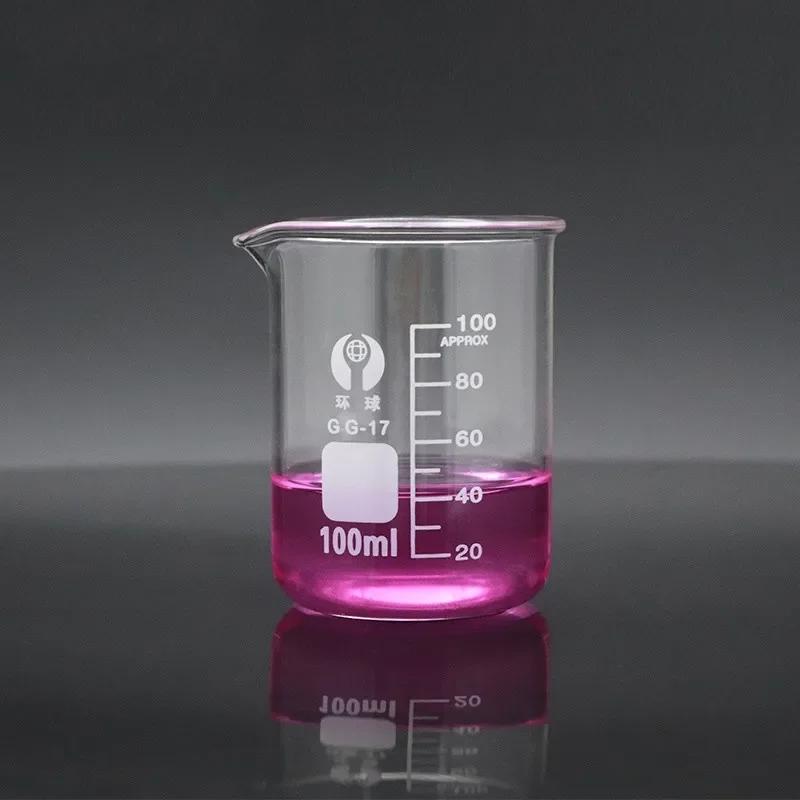 1pcs 100/25/250ml/150ml/200ml G3.3 Borosilicate Glass Low Form Beaker Chemistry Lab Heavy Wall Heat-resist Scaled Measuring Cup