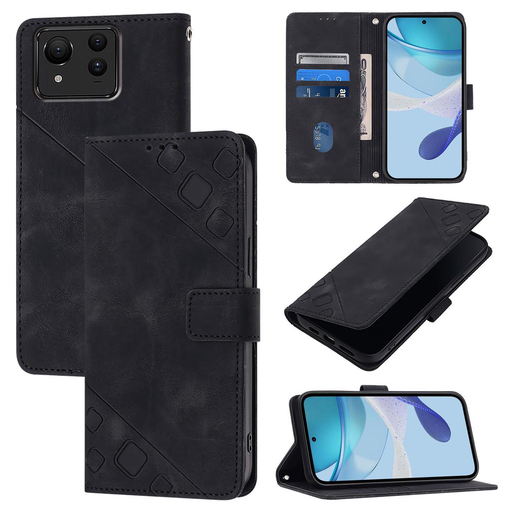 Fashionable Geometric-Patterned Wrist-Strap PU Leather Phone Wallet Case for Asus Zenfone 11 Ultra,12 Ultra,Asus ROG Phone 8,8 Pro,ROG Phone 9,9 Pro