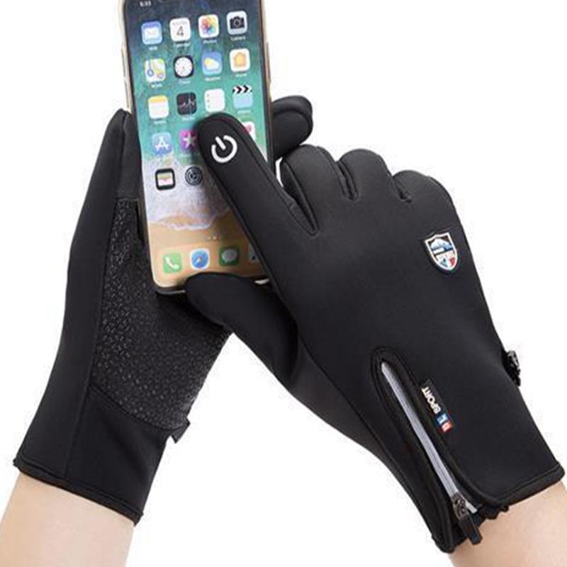 Cycling touch screen autumn and winter fleece warm non-slip men's and women's windproof fleece gloves