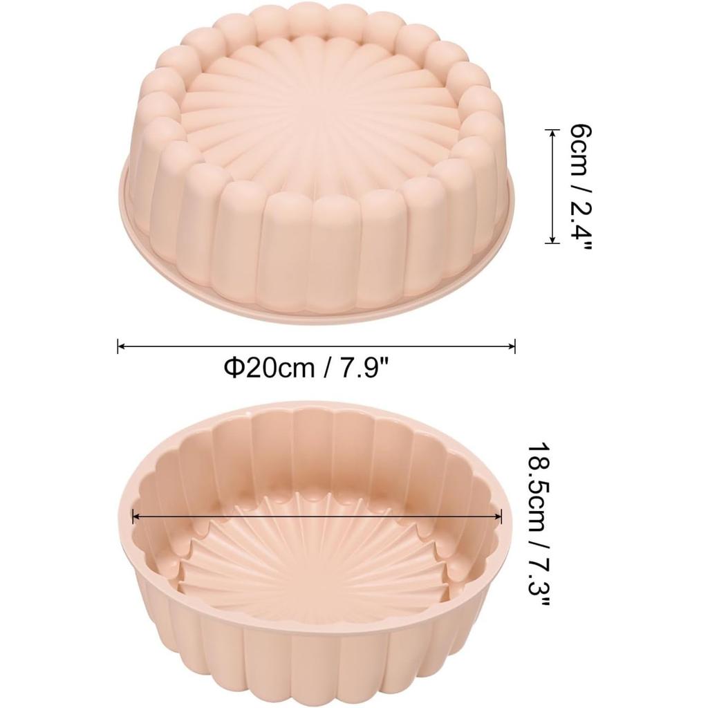 Silicone Cake Pan Round Flower Shape Baking Mold 7.9 Inch Non Stick Mold for Cheesecake Chocolate Cake Strawberry Cake Oven Safe Bakeware