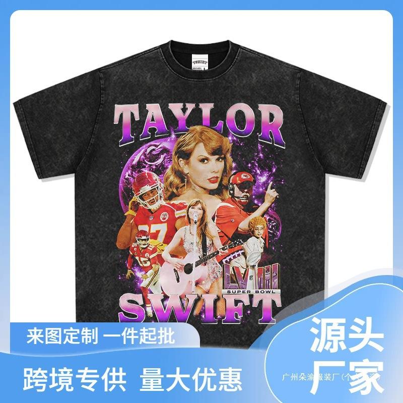 Swift Taylor Swift Printed Short Sleeve T-Shirt Washed Blockbuster Vinta