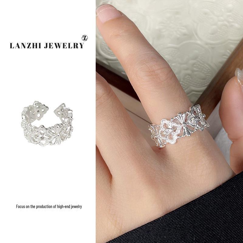 Lan Zhi High-End Korean Zircon Open Ring - Non-Fading 925 Silver with Unique Design