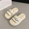 2025 new thick-soled one-word French with skirt beach casual non-slip muffin shoes summer fashion outer slippers