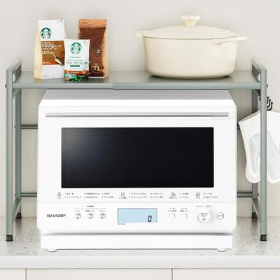 DAIWIN Microwave Toaster Range Telescoping Width Adjustable Shelf Load Capacity Above Sink Kitchen Storage Comes with 4 Hooks Rack, Rack, Rack,