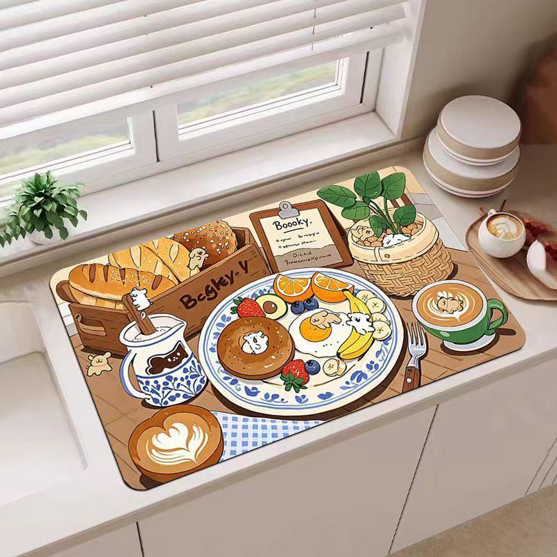 Cartoon Kitchen Diatomaceous Earth Absorbent Non-slip Heat-Insulation Mat
