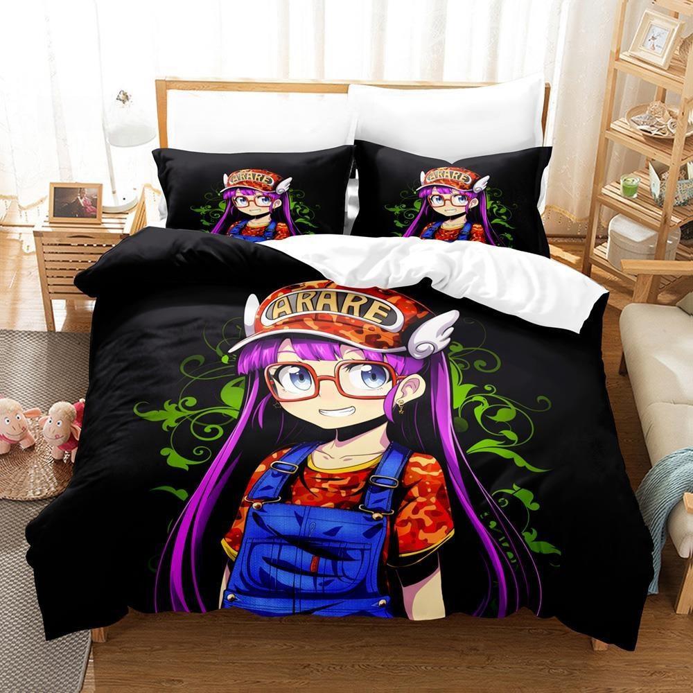 Fashion Cartoon DR S-Slump Arale Anime Bedding Set Sheet King Twin Double Child Bedding Set Mircofiber or Polyester Duvet Cover