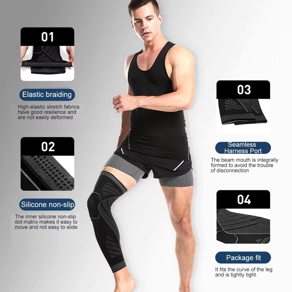 Compression Knee Pads Support Lengthen Stripe Sport Sleeve Arthritis Joint Pain Protector Elastic Kneepad Brace